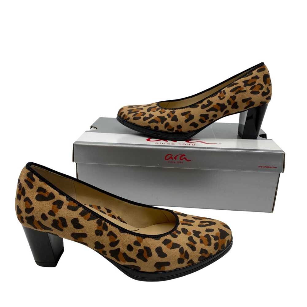Ara Brown Black Heels Block Heel Almond Toe | Womens 6